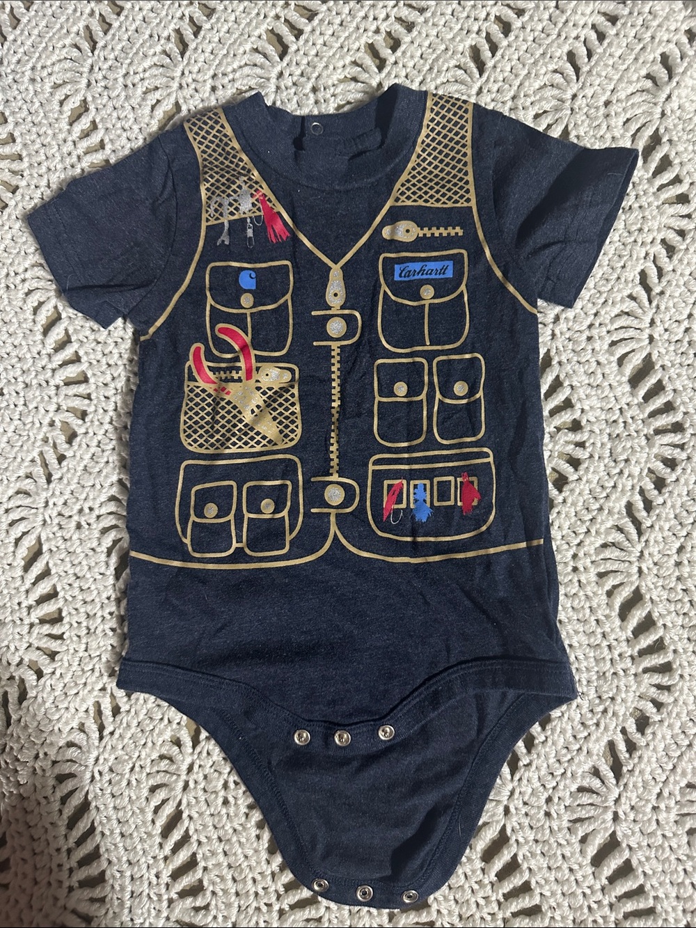 Carhartt Navy Tool Vest Graphic Baby Bodysuit